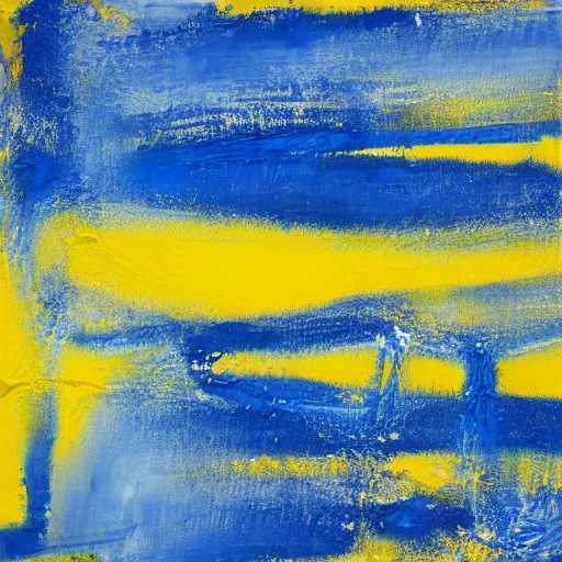 Image similar to a beautiful abstract blue and yellow impasto textured painting by gerhard richter, texture