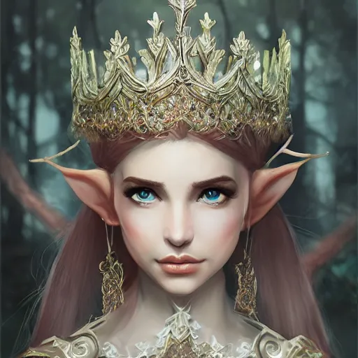 Prompt: Beautiful and elegant elf queen, full of details, matte painting, concept art, smooth, by Ina Wong ，trending on cgsociety and artstation，8kHDR，light effect，-H 768