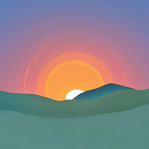 Prompt: beautiful sunrise between the two valleys, minimalist, digital art, cartoony, shaded
