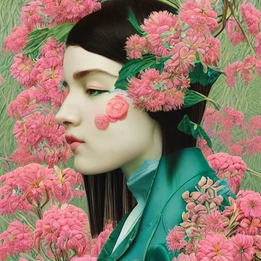 Image similar to pretty baby with botanical : : by martine johanna and simon stalenhag and chie yoshii and casey weldon and wlop : : ornate, dynamic, particulate, rich colors, intricate, elegant, highly detailed, vogue, harper's bazaar art, fashion magazine, smooth, sharp focus, 8 k, octane render