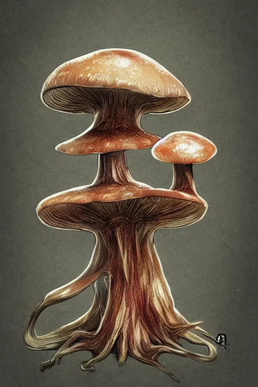 Image similar to a humanoid figure mushroom creature, highly detailed, digital art, sharp focus, trending on art station, plant, anime art style