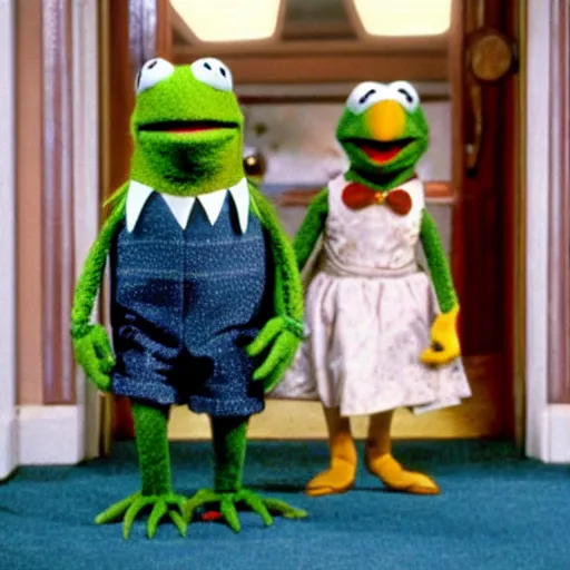 Image similar to movie still of muppets in The Shining