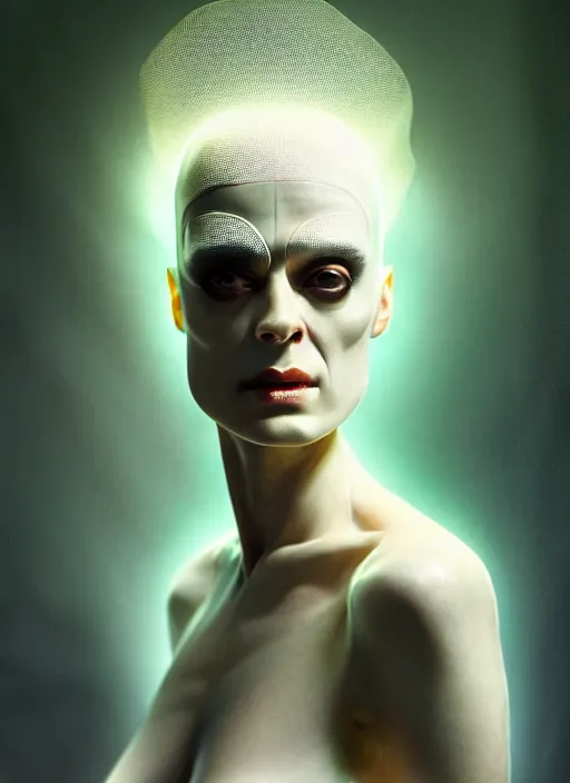 Image similar to smooth healthy skin, glowing complexion, high key lighting, portrait of a beautiful gentle futuristic bride of frankenstein, kintsugi, modern fine art, fractal, intricate, elegant, highly detailed, digital photography, subsurface scattering, by jheronimus bosch and greg rutkowski