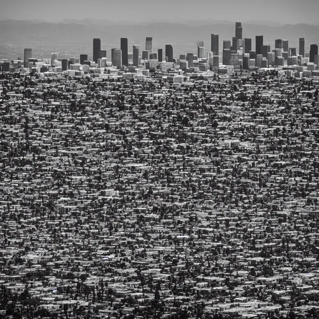 Image similar to “A black and white 75mm photo of Los Angeles”