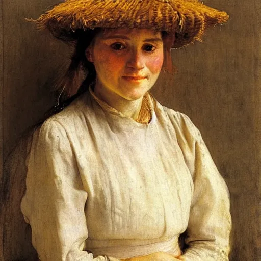 Image similar to study portrait of a peasant girl by anders zorn, hans holbein the younger, jan van eyck