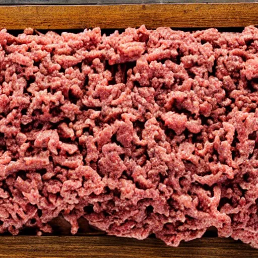Prompt: An organic industrial machine made out of ground beef