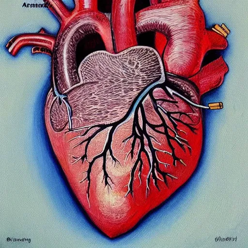 Prompt: painting of anatomically correct heart, anatomic!!, real heart!