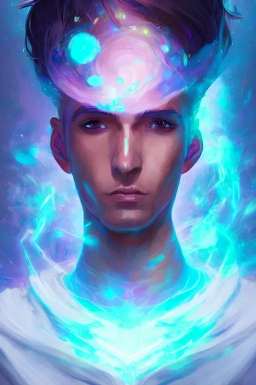 Image similar to a human elemental sorcerer, blurred environment background, colorful magic effects, white skin, portrait, male, clothed, sharp focus, digital art, concept art, trending on artstation, dynamic lighting, by emylie boivin and rossdraws