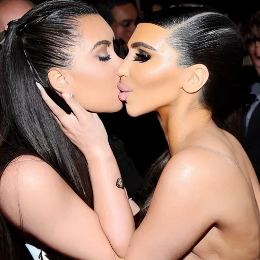 Image similar to kim kardashian french kissing ariana grande