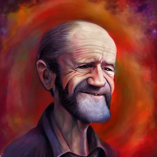 Image similar to Anna Dittmann painting of George Carlin, trending on art station