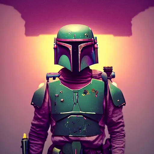 Prompt: fantasy style boba fett by beeple, epic lighting, semirealistic