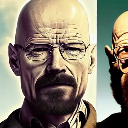 Image similar to walter white meets his doppelganger that don't look like him that much