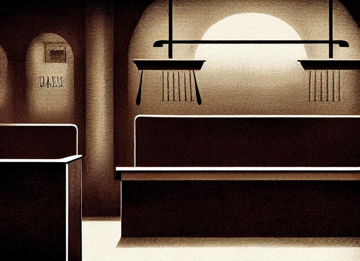 Image similar to editorial illustration by Karolis Strautniekas and Mads Berg, colorful, courtroom the bench,trial, fine texture,detailed, matte colors,film noir, dramatic lighting, dynamic composition,moody, vivid,voumetric