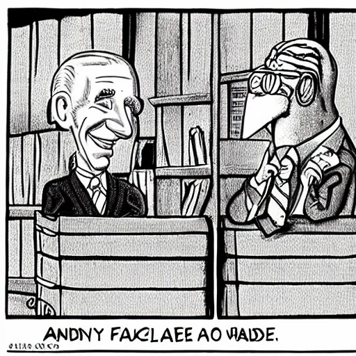 Image similar to Anthony Fauci and Joe Biden cartoon black and white drawing by Gary Larson