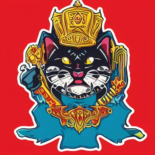 Prompt: Blood thirsty emperor of the world kitten, sticker, highly detailed, colorful, illustration, drama, smooth and clean vector curves, no jagged lines, vector art, smooth