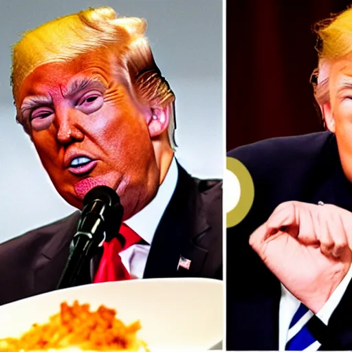 Prompt: donald trump eating a glizzy