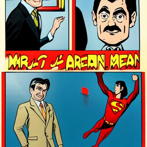 Image similar to Mr.Bean as Superman