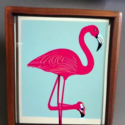 Prompt: flamingo midcentury polaroid