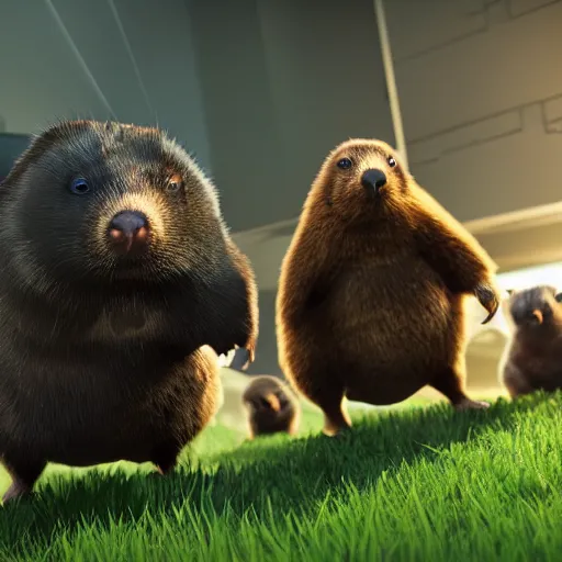 Prompt: epic unreal engine 5 render of a group of secret agent moles, very intricate, ultra detailed, 0 0 7 mole, epic scene, octane render, 8 k, photorealistic