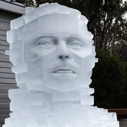 Image similar to ice sculpture that looks like elon musk