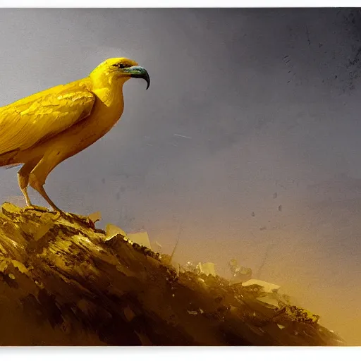 Prompt: a yellow crow by greg rutkowski