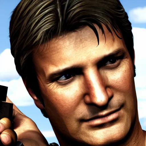 Prompt: nathan fillion in the video game uncharted