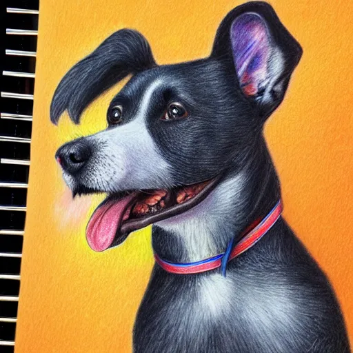 Prompt: Colored pencil art on paper, Circus dog , highly detailed, artstation, MasterPiece, Award-Winning, Caran d'Ache Luminance