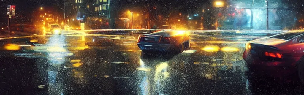 Prompt: a highspeed traffic collision in a street at night. epic cinematic hyperrealism masterpiece. realistic poster with shaded lighting by craig mallismo, artgerm, jeremy lipkin and michael garmash, unreal engine, radiant light, detailed and complex environment, digital art, art station trends, detailed, lens flare, motion blur