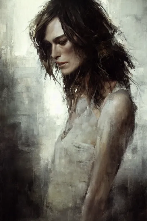 Prompt: A painting of Keira Knightley, by Jeremy Mann