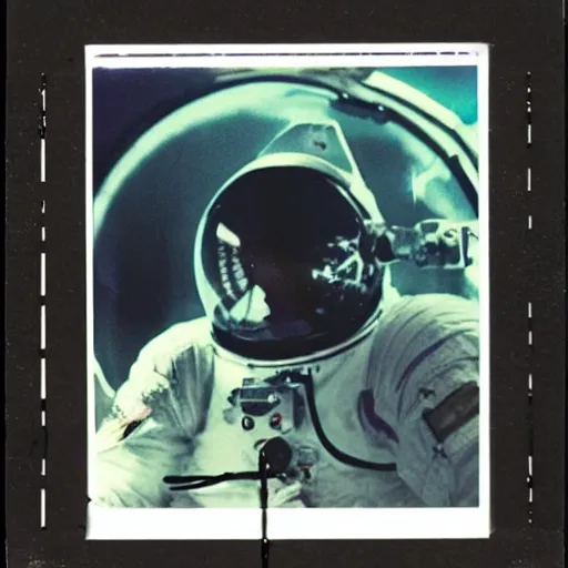 Image similar to polaroid of a dream astronaut double exposure sea high contrast