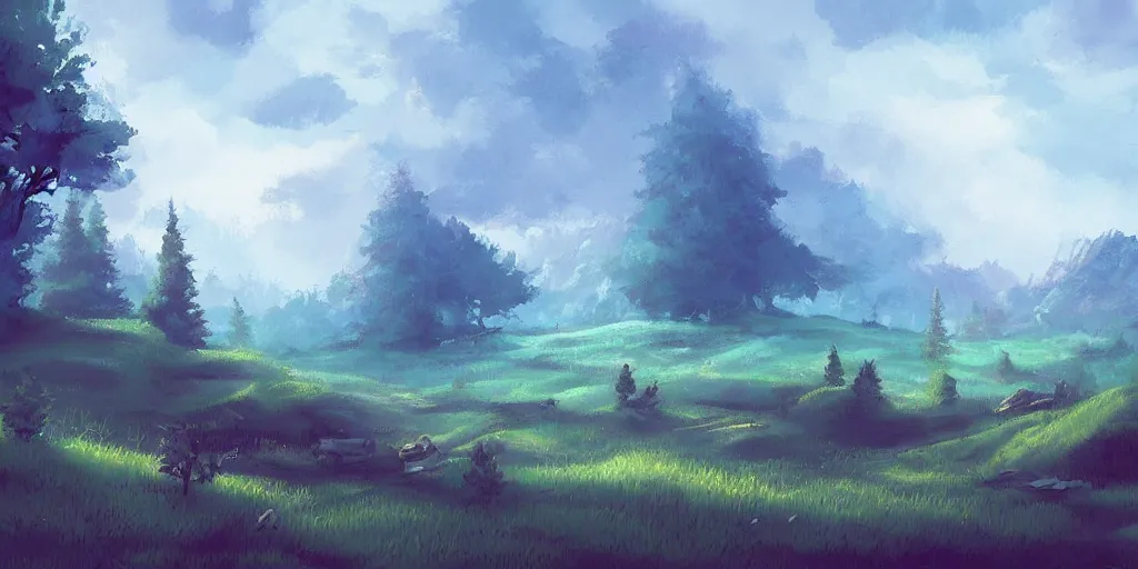 Prompt: professional digital art of lofi landscape BG painting, digital art, beautiful composition, trending on artstation and deviantart, masterpiece