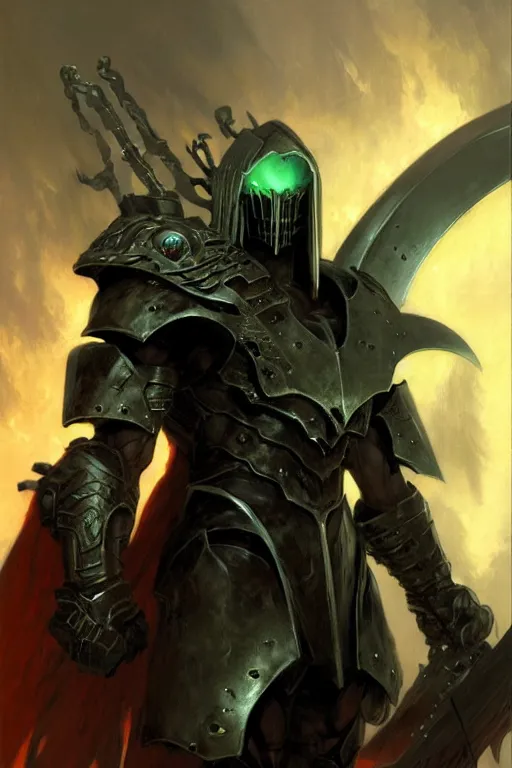 Prompt: sephiroth doom marine armor, portrait dnd, painting by gaston bussiere, craig mullins, greg rutkowski, yoji shinkawa