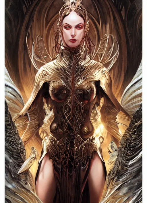 Image similar to a highly detailed symmetrical full body portrait of a female fantasy character with piercing beautiful eyes, art by artgerm and karol bak and mark brooks and donato giancola and bayard wu and gustav moreau and wayne barlowe