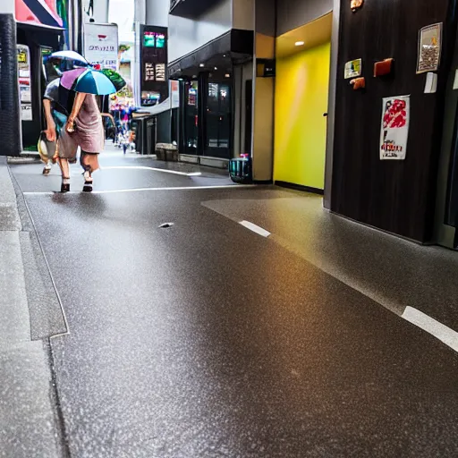 Image similar to an chocolate liquid melting from sky and flooding the street of tokyo