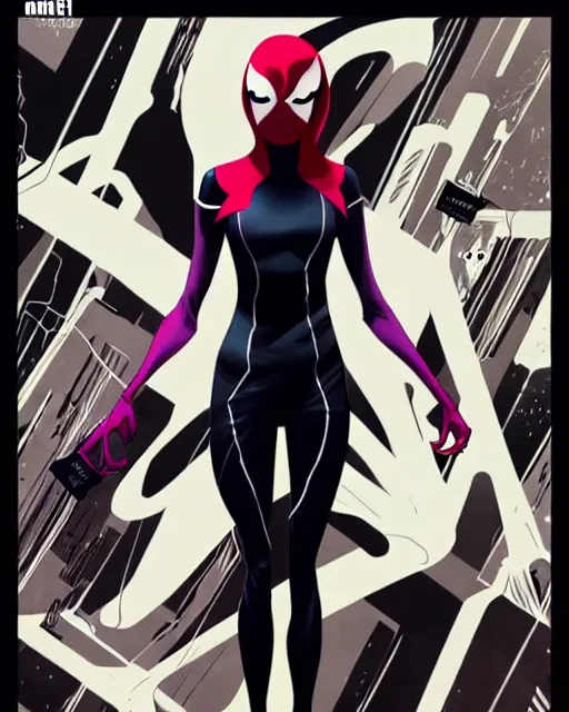 Image similar to rafael albuquerque comic art, peter mohrbacher, phil noto, artgerm, pretty emma stone spider - gwen venom, symmetrical eyes