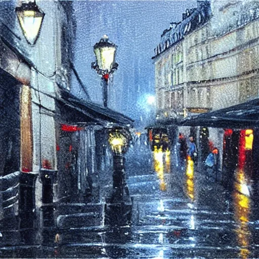 Prompt: Paris at night under the rain