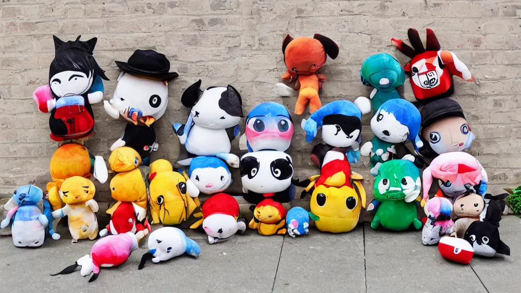 Image similar to street art reproachful plushie toy stadium