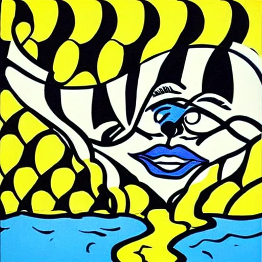 Prompt: african american “Drowning Girl” by Roy Lichtenstein