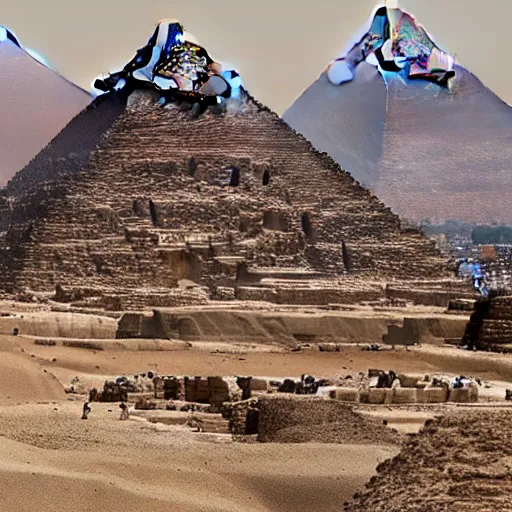 Image similar to futuristic Giza pyramids circa year 3000