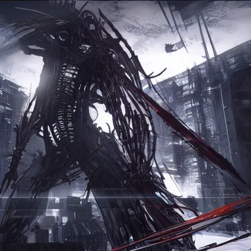 Prompt: tsutomu nihei blame! city, unreal engine, 8 k, ultra realistic, ultra detail