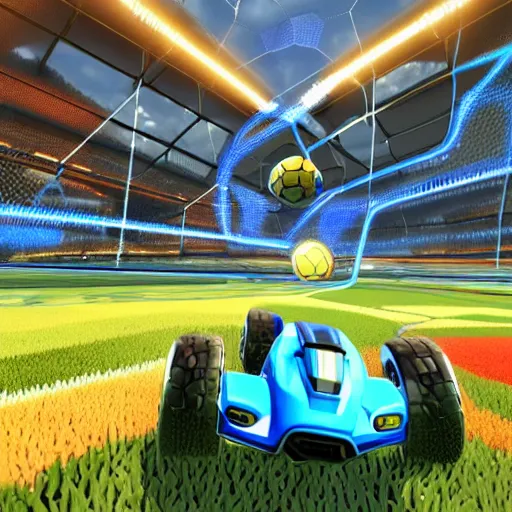Prompt: rocket league designed for old people with bad eyesight.