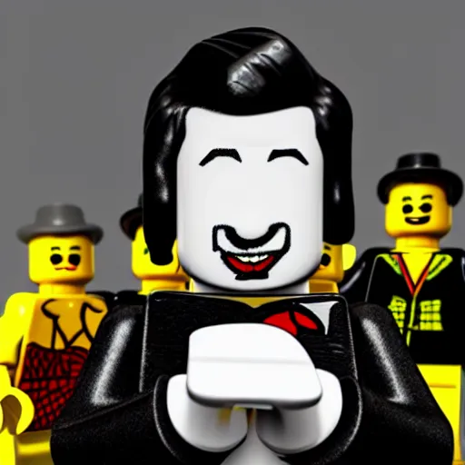 Image similar to marilyn manson with body of lego toy, lego movie still, realistic 3 d render, 8 k