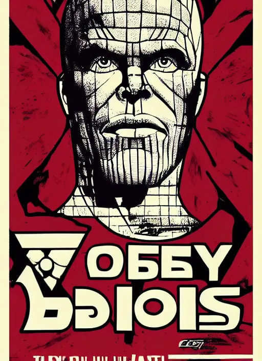 Prompt: obey art poster with thanos. by shepard fairey