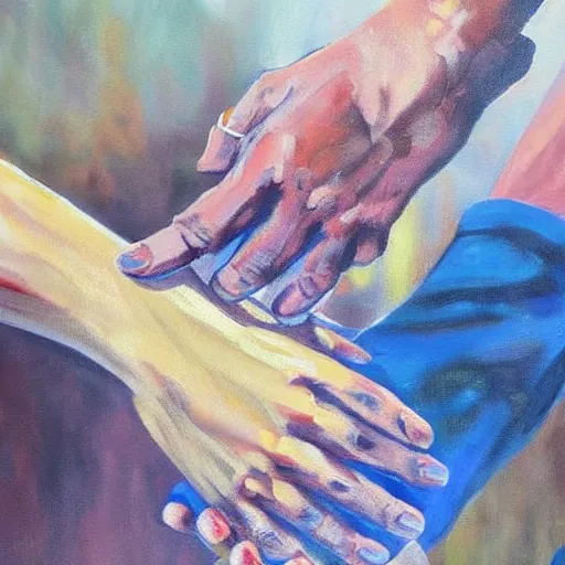 Image similar to a beautiful painting of a handshake