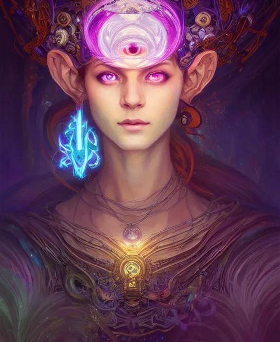 Image similar to whirlwind souls inside metaverse, half body, glowin eyes, tiara, pharaoh, forest, mushrooms, antiques, cyberpunk face, by loish, d & d, fantasy, intricate, elegant, highly detailed, colorful, vivid color, digital painting, artstation, concept art, art by artgerm and greg rutkowski and alphonse mucha and ruan jia