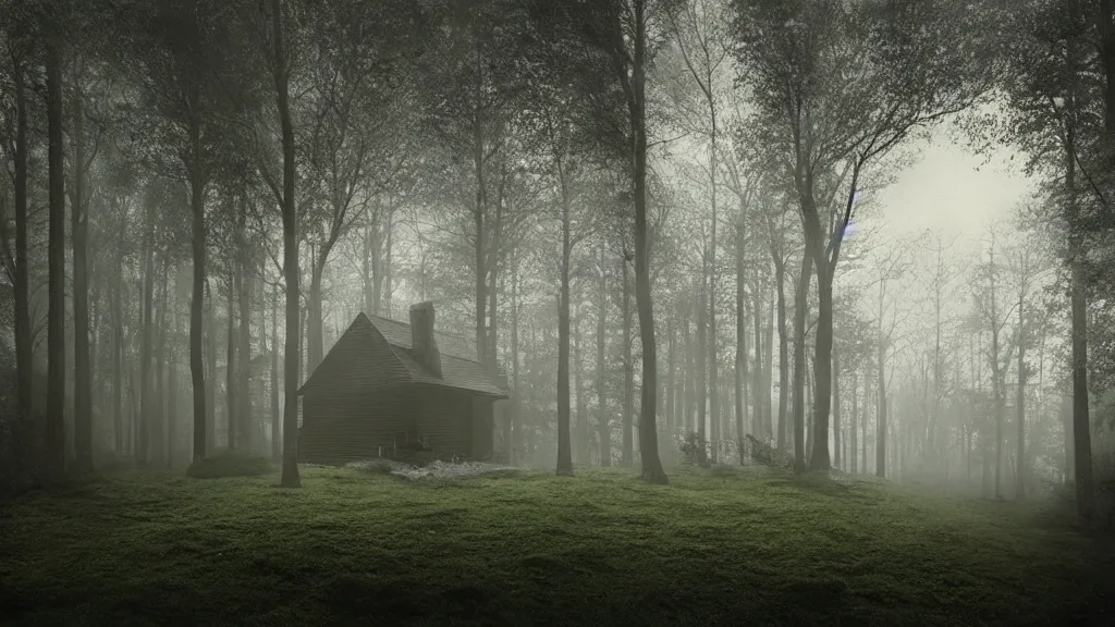 Image similar to [ a cottage in the woods. ] artgerm, mikko lagerstedt, zack snyder, tokujin yoshioka