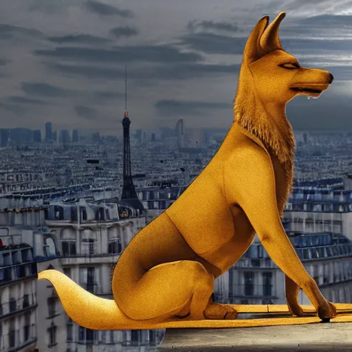 Prompt: badly photoshoped anubis in paris