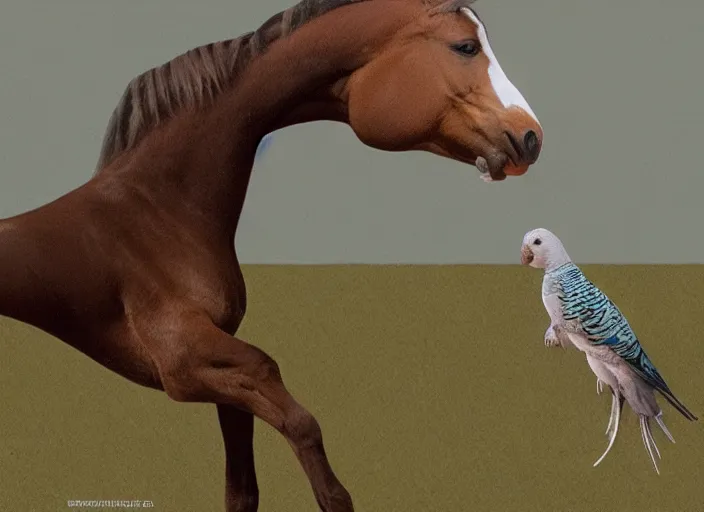 Image similar to photo of a hybrid between a horse and a budgerigar