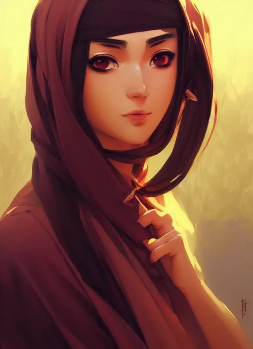 Image similar to a comic portrait of an arab goddess, fine - face, realistic shaded perfect face, fine details. night setting. very anime style. realistic shaded lighting poster by ilya kuvshinov katsuhiro, magali villeneuve, artgerm, jeremy lipkin and michael garmash, rob rey and kentaro miura style, trending on art station