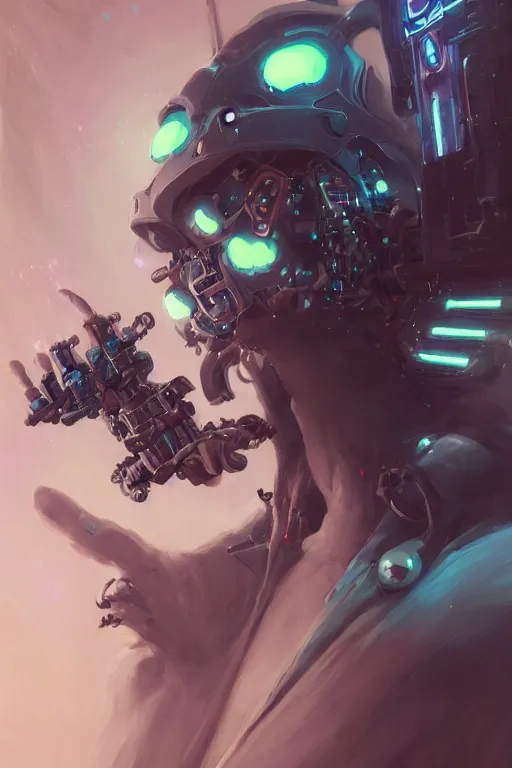 Image similar to portrait of a malevolent cybernetic necromancer announcing lay offs to the populace, cyberpunk concept art by pete mohrbacher and artgerm and wlop and greg rutkowski and deathburger, digital art, highly detailed, intricate, sci-fi, sharp focus, Trending on Artstation HQ, deviantart, unreal engine 5, 4K UHD image